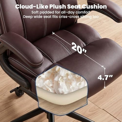Ergonomic Office Chair, High Back Executive Leather Desk Chair - color: Coffee