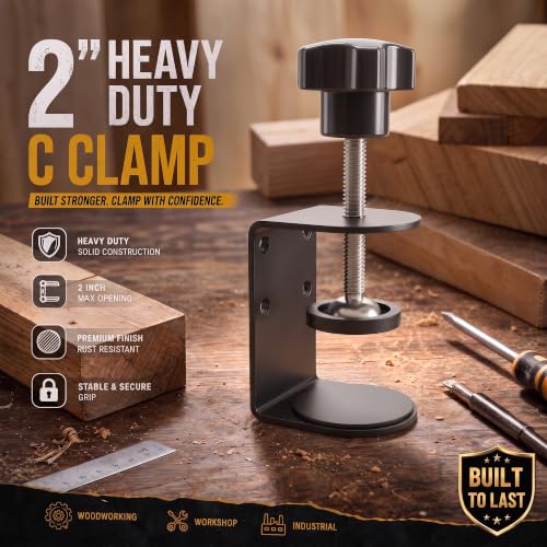 Small C Clamps 2 Inch with 4 Small Holes in the Back, 2-Pack Adjustable Desk C-Clamp for Range 0.39"~2", Versatile Clamp for Brake, Parts Assembly, Fastening, Welding, Woodwork, Metal Work - size: 2 in, style: 2-Pack