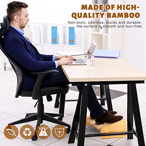 Yookeer Foot Rest for Under Desk at Work, Wooden Foot Stool, Slanted Desk Foot Rest, Ergonomic Adjustable Office Footrests, Nursing Foot Stool for Office and Home(Light Brown,Low)