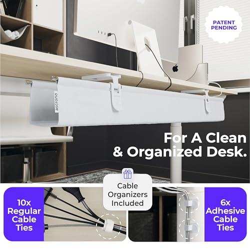 Ascrono Original Under Desk Cable Management Tray, White, 53.9" - color: White, size: Extra Large (53.9 in)