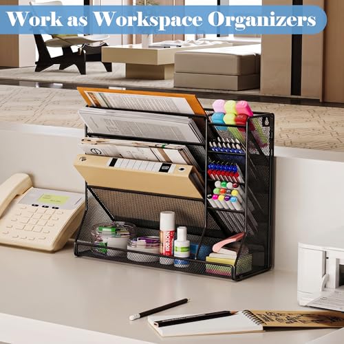Jakyitvi Adjustable 5 Tiers Wall File Organizer Metal Hanging Holder Black - color: Black