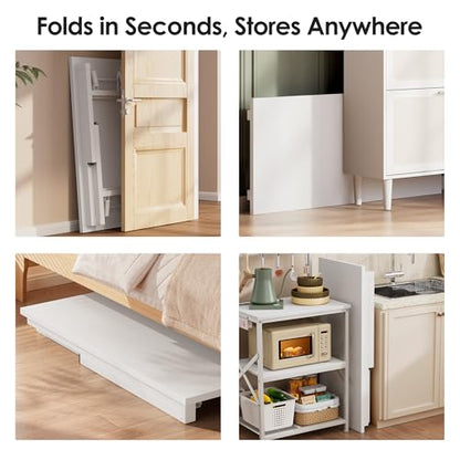 DlandHome 35.8 Inch Small Folding Computer Desk for Home Office, White - color: White + White, size: 35.8 Inches