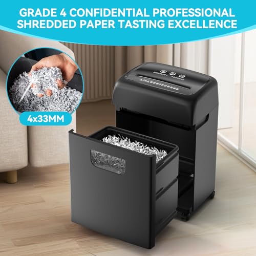 18-Sheet Heavy Duty Cross-Cut Paper Shredder with 5.28 Gallon Pullout Bin - P-4 Security Level Paper Shredder for Home Office Use, 45-Min Continuous Operation & Ultra-Quiet 62 dB Performance