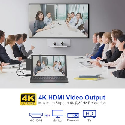 Surface Pro 13/11/10/9 Hub Docking Station with 4K HDMI, Thunerbolt 4(8K Video+40Gbps+100W PD), 100M Ethernet, USB 3.0, 3.5mm Audio, SD/TF Card Slot - USB C Hub Adapter for Surface Pro 11/Pro 10/Pro 9 - color: Black
