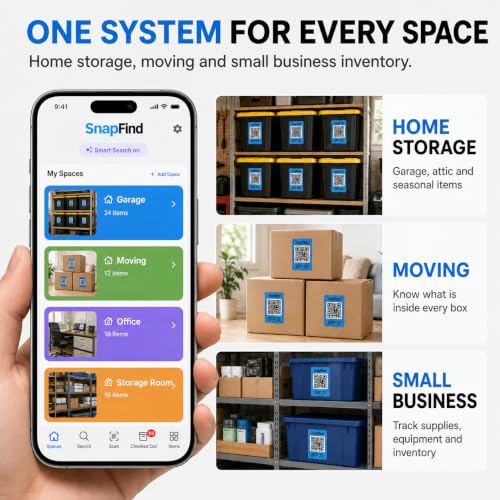 QR Code Labels for Storage Bins & Moving, 48 White Smart Labels - color: White