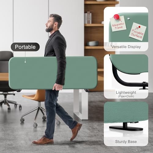DECOLAB Portable Privacy Desk Tabletop Divider 48"x18", Aqua - color: Aqua