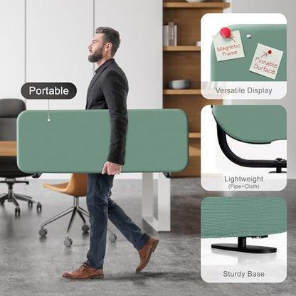 DECOLAB Portable Privacy Desk Tabletop Divider 48"x18", Aqua - color: Aqua