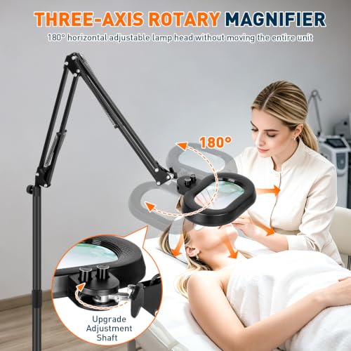 2200 Lumens 12X Esthetician Magnifying Floor Lamp, 3-Axis Magnifier - color: Black, size: 12X