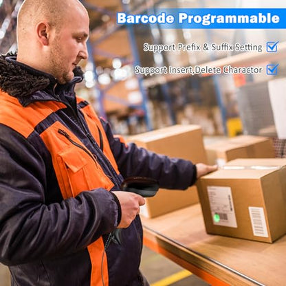 Symcode USB Barcode Scanner Handheld Wired Automatic Bar Code Scanner with Long USB Cable for Mobile Payment, Convenience Store, Supermarket, Warehouse