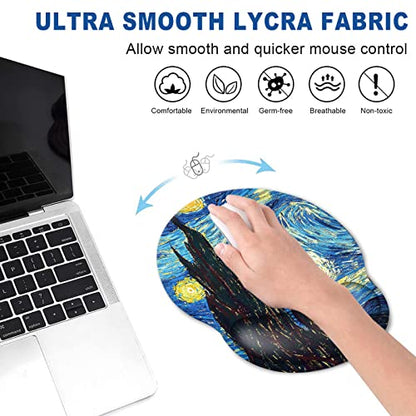 ToLuLu Mouse Pad Wrist Rest Support Gel, Ergonomic Mouse Pads with Non Slip PU Base, Mouse Wrist Rest Pad for Laptop Computer Home Office Working Gaming Pain Relief, Van Gogh Starry Night - color: Beautiful Night