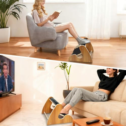 Dual Layer Wooden Footrest Under Desk, Ergonomic Foot Stool
