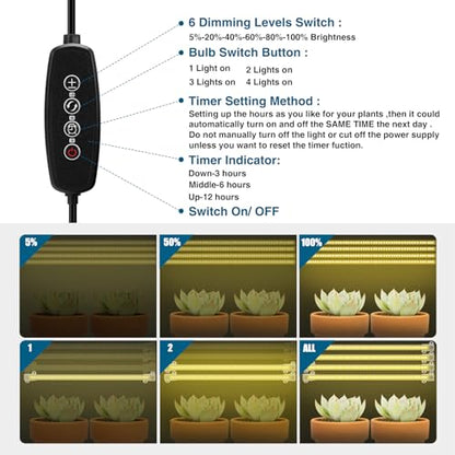 Mosthink Plant Grow Light Strips Full Spectrum 12 Inches and 4 Packs Grow Light Strips Full Spectrum