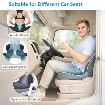 Seat Cushion and Lumbar Support for Office Chair & Car Seat, Memory Foam Ergonomic Design for Long Sitting, Sciatica Support & Tailbone Pressure Relief