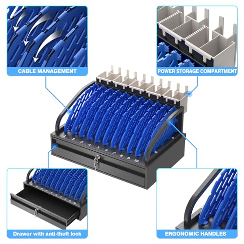 POCHAR 10-Device Open Charging Station for Chromebooks, iPads & Tablets - size: 10 Tablet/Chromebook