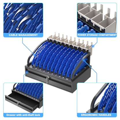 POCHAR 10-Device Open Charging Station for Chromebooks, iPads & Tablets - size: 10 Tablet/Chromebook