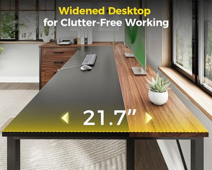 AODK 61" L Shaped Office Desk, Wood Drawers & Lockable File Cabinet, Walnut | Reversible, 21.7" Deep Desktop, 3 Outlets & 2 USB Ports, Engineered Wood & Steel Frame, Legal Storage - size: 61 Inch