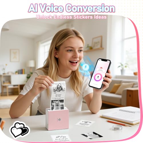 Phomemo Mini Sticker Printer, Inkless Thermal Sticker Printer Maker | Mini Printer Sticker Maker, Mini Impresora Portátil, Sticker Printer Machine, Pocket Label Printer for DIY/Study Notes, Gifts - color: Pink