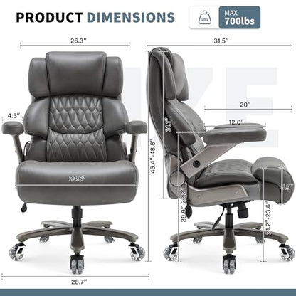 700lbs Big and Tall Office Chair, Large Heavy Duty Computer Desk Chair - color: Grey