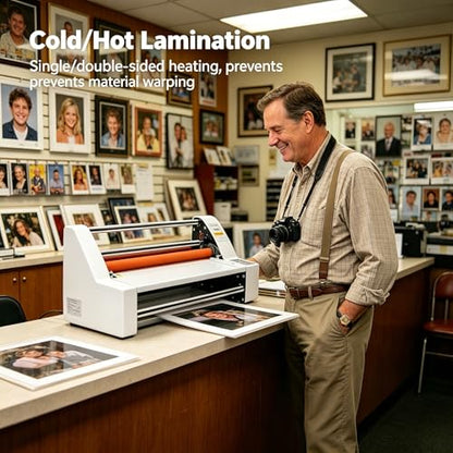 Hot Cold Roll Laminator, 110V 13" V350 Laminator Digital Display Single&Dual Sided Laminating Machine for Photo & Document Lamination, 0-180℃ Temperature Control