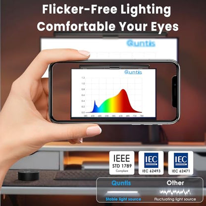 Quntis Computer Monitor Lamp, Screen Monitor Light Bar for Eye Caring, USB Reading LED Task Lamp with Auto-Dimming, Dimmable Light Bar, Touch Control, No Glare Space Saving Home Office Desk Lamps - style: ScreenLinear Pro ‎Gray