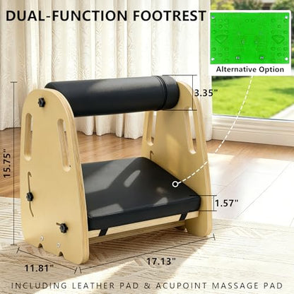 Under Desk Foot Rest,Massage & Leather Pads,3 Height Levels-Green - color: Green