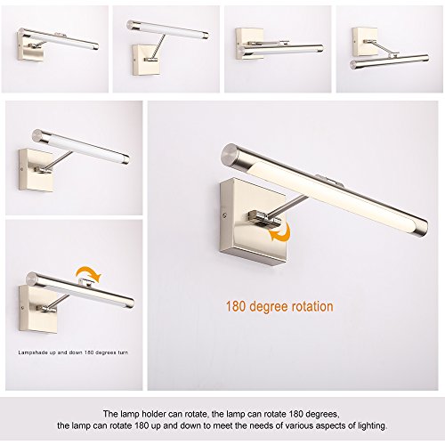 Joosenhouse Single Arm LED Picture Lights 16.53 Inch, Full Metal Artwork Lamp with Rotatable Sconces Lamp Head, 7W (45W Eqv.), Hardwired Connection, 3000K Warm White 560Lm, Brushed Nickel Finish… - color: Nickel, size: Dimmable 16.53" Long
