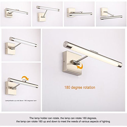 Joosenhouse Single Arm LED Picture Lights 16.53 Inch, Full Metal Artwork Lamp with Rotatable Sconces Lamp Head, 7W (45W Eqv.), Hardwired Connection, 3000K Warm White 560Lm, Brushed Nickel Finish… - color: Nickel, size: Dimmable 16.53" Long