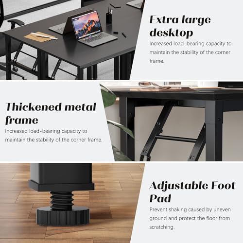 Need Office Computer Desk 35.8 Inch Sturdy Folding Laptop Table Black | Black Frame Writing Gaming Work Table/Foldable Home Office Desk/Sewing Table, No Assembly Required - color: Black & Black Frame, size: 35.8inch