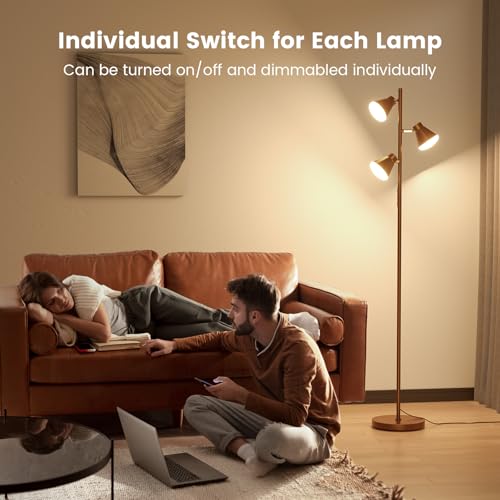 SIBRILLE 36W LED Tree Floor Lamp with Remote for Living Room Bedroom - color: Brown