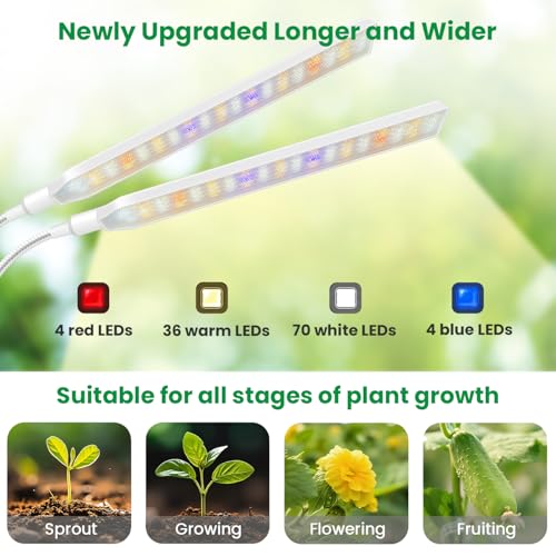 Aumtrly Plant Light Clip on, 2 Pack White, 228 LED Full Spectrum Grow Lamp - color: White - 2 Pack