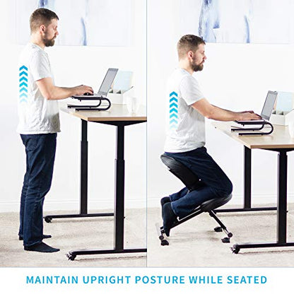 Ergonomic Kneeling Chair, Adjustable Stool for Home and Office - Improve Your Posture with an Angled Seat - Thick Comfortable Moulded Foam Cushions - Brake Casters