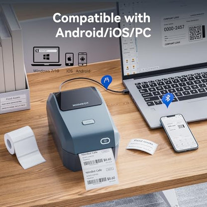 NIIMBOT K3 Desktop Label Printer, 3 Inch,180mm/s High Speed, Blue | Support Bluetooth and USB Connection, Come with 1 Roll Tapes, Thermal Label Maker for Small Business and Home Office - color: BLUE