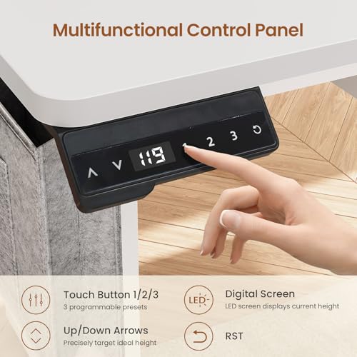 SEDETA L Shaped Electric Standing Desk with File Cabinet, 63 x 53'' Height Adjustable Home Office Computer Desk with Drawers, Power Outlet, Stand up Gaming Table with Led Lights, Keyboard Tray, White - color: White, size: 63 x 53'' L Shaped Standing Desk