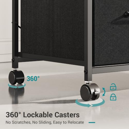DEVAISE Mobile File Cabinet, Rolling Printer Stand with Open Storage Shelf, Fabric Vertical Filing Cabinet fits A4 or Letter Size for Home Office, Black | Rolling Printer Stand, Fabric Vertical Filing Cabinet fits A4 or Letter Size for Home Office, Black