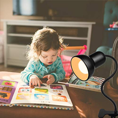 Desk Lamp, 360 Rotation Clip On Reading Light - Gooseneck Lamp with Cable, Portable Clamp Light for Bedroom, Office, Home Lighting