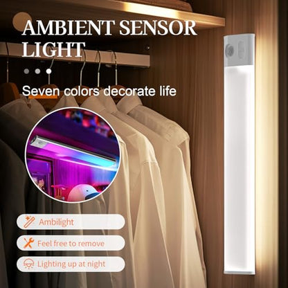 Motion Sensor Under Cabinet Light, 7-Color Rechargeable LED