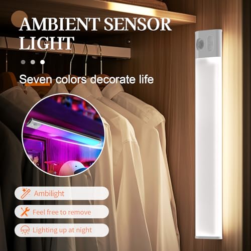 Motion Sensor Under Cabinet Light, 7-Color Rechargeable LED