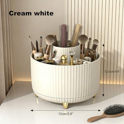 ROOM127 Makeup Brush Holder Organizer, 360° Rotating 5-Slot Storage Cup | Taro Purple Spinning Cosmetic Organizer for Brushes Lipsticks Eyeliners Pens and Beauty Tools for Vanity Bathroom and Desk