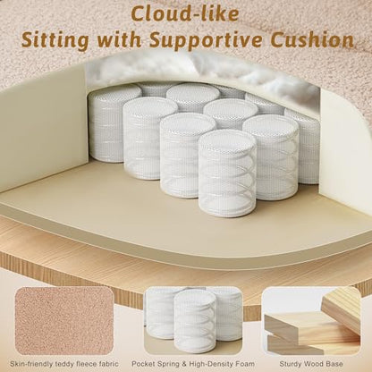 Wider Seat Office Chair with Flip Armrests for Criss Cross Legged&Cats, Big and Tall Executive Ergonomic Reclining Chair with Footrest&Lumbar Pillow, Teddy Fleece Desk Chair,Brown Vanity Chair - color: Brown