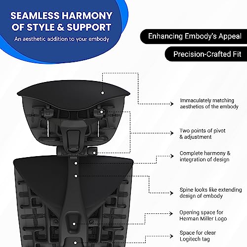 OFFICE LOGIX SHOP Embody Headrest Compatible with Herman Miller Embody Chair (Black Rythem Fabric/Gaphite Frame) - color: Black Rythem Fabric/Gaphite Frame