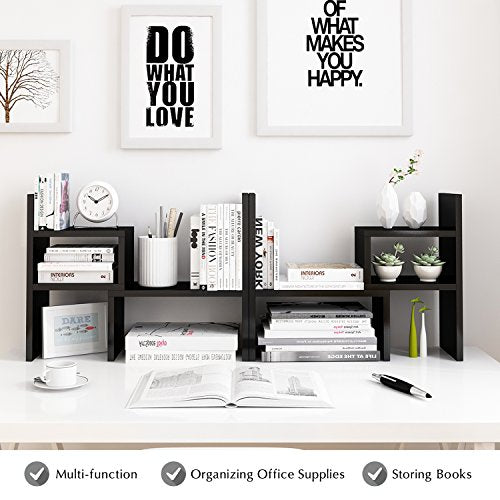 Jerry & Maggie Adjustable Rotatable Wood Desktop Display Shelf Black - color: Black