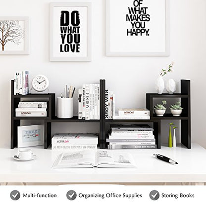 Jerry & Maggie Adjustable Rotatable Wood Desktop Display Shelf Black - color: Black