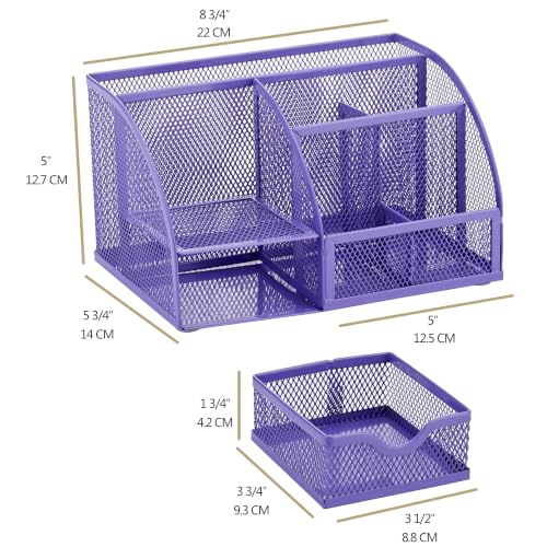 Exerz Metal Mesh Desk Organizer 7 Compartments Drawer Tidy Caddy Purple - color: Purple