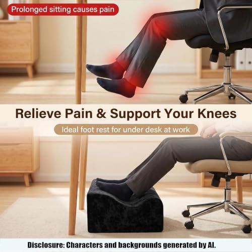 Foot Rest for Under Desk at Work, | Soft Ergonomic Footrest, Support Foot Pillow, Leg Elevation Cushion,Black+AA - color: Black+aa