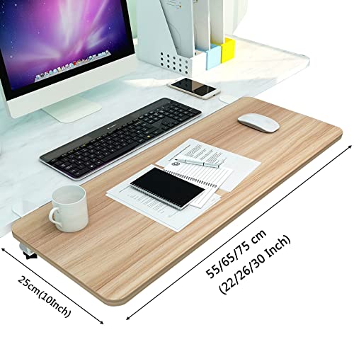V3VOGUE 90° Foldable Desk Extender Armrest Shelf, Extended Desktop and Space Saver, Clamp-On Keyboard Drawer Tray, with K-Bracket, Ergonomic Computer Elbow Arm Support Relieve Fatigue - color: Oak, size: 75x25cm(30x10Inch)