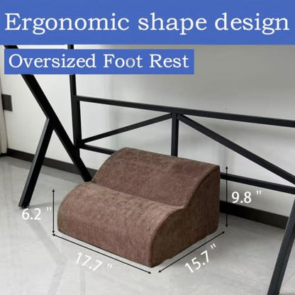 Foot Rest for Under Desk at Work.Multifunctional 3-Tier Foot Stool - color: Extra Large-brown