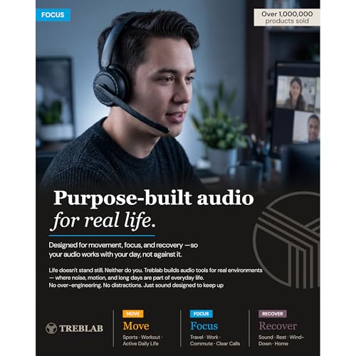 TREBLAB C7-Pro Wireless Bluetooth Headset, 60H Playtime, Bluetooth 5.3