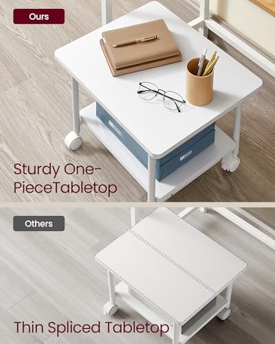 VASAGLE 2-Tier Printer Stand with Locking Wheels, Under Desk Printer Table - color: Cloud White, size: 2 Tiers/Compact