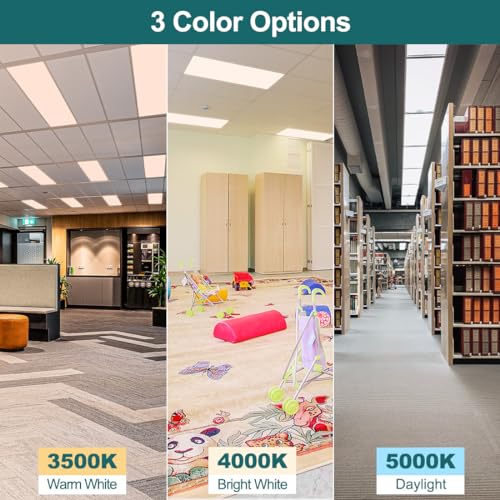 kadision 2x4 LED Flat Panel Light, 60W/50W/40W/30W/25W Adjustable, 5000K/4000K/3500K Selectable, 6600lm Dimmable LED Drop Ceiling Light Fixture, 100-277V ETL-Listed, 4-Pack