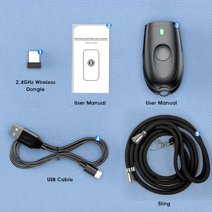 Symcode Bluetooth 2D Barcode Scanner Mini Portable QR Code Scanner 3-in-1 Bluetooth & 2.4G Wireless & USB Wired Barcode Scanner with Android,iOS,Computers,Windows - color: 2D QR Black